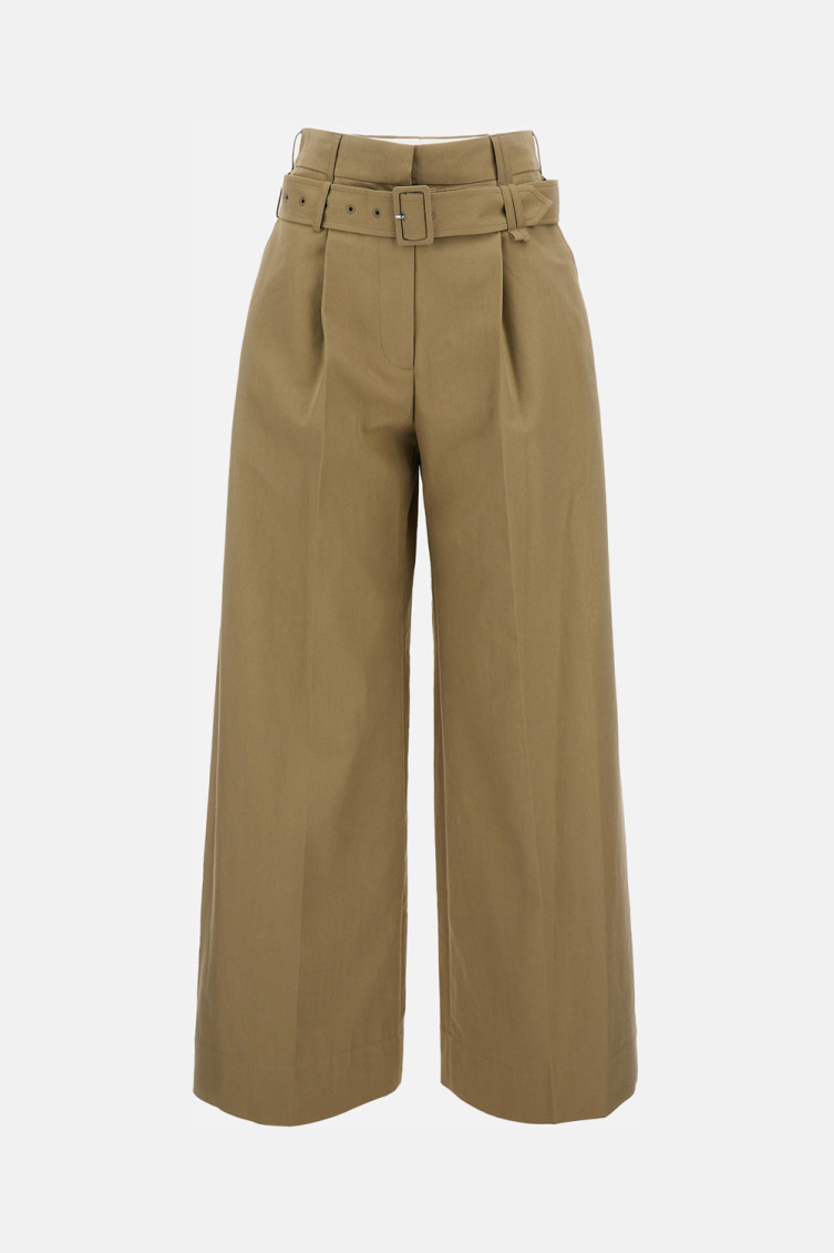 Simone Rocha Multi Belt Loop Pleated Wide Leg Trousers In Brown
