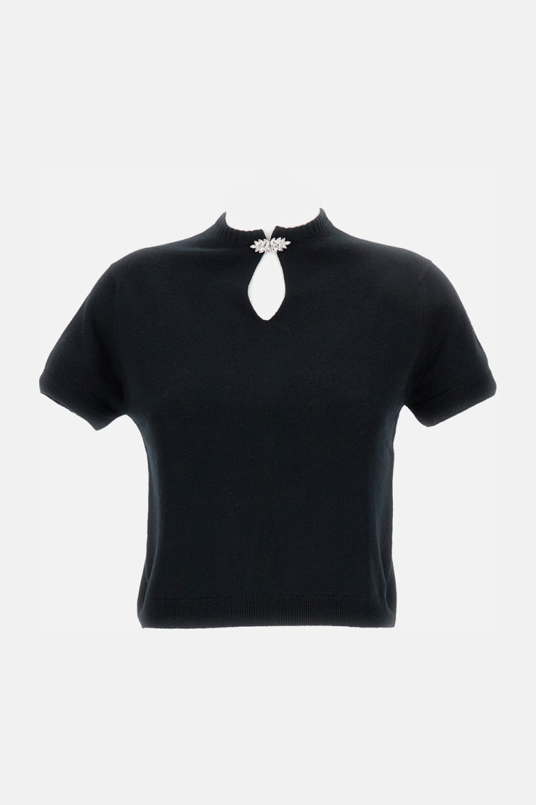 Barrie Rhinestone-embellished Keyhole Top In Black