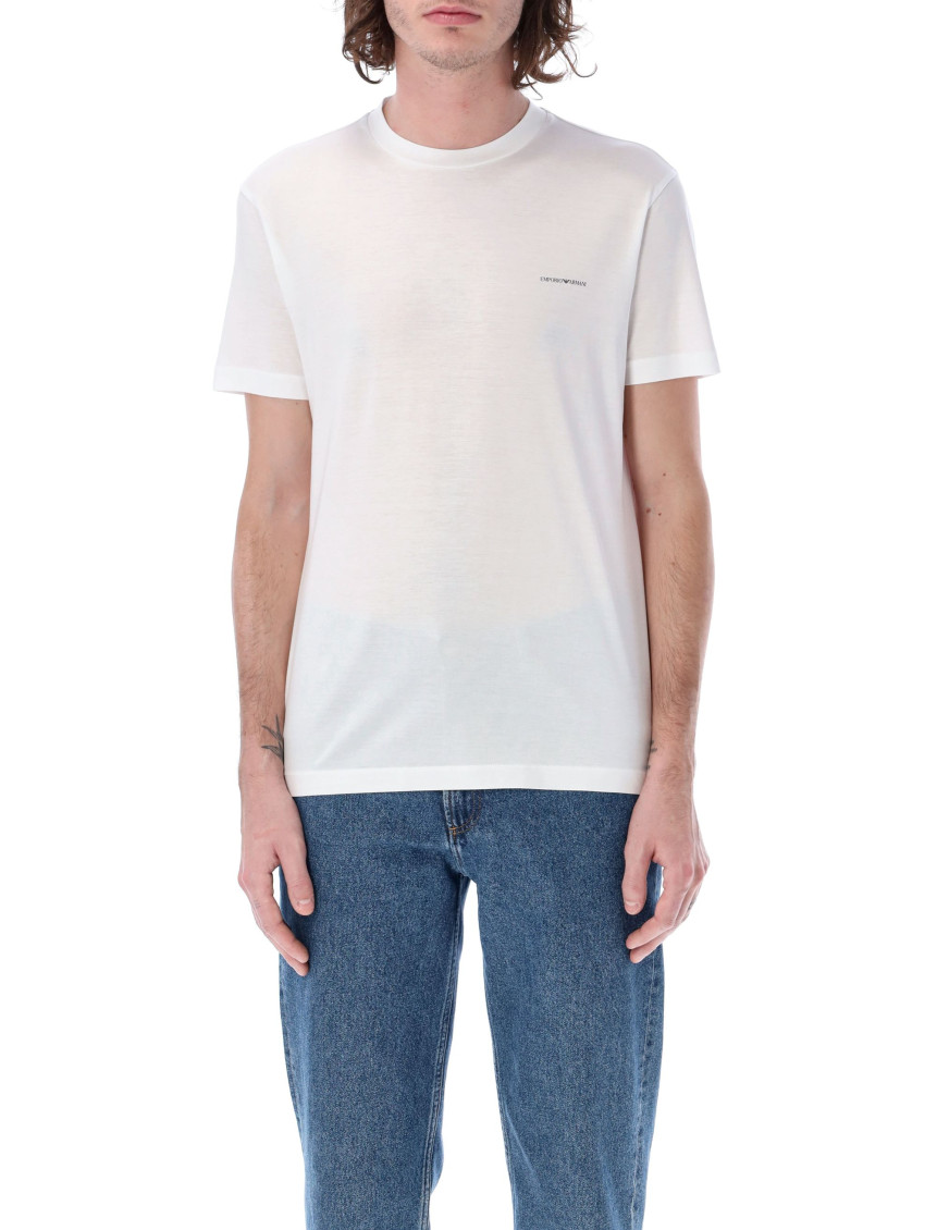 Emporio Armani White T-shirt With Logo On The Left Front In White