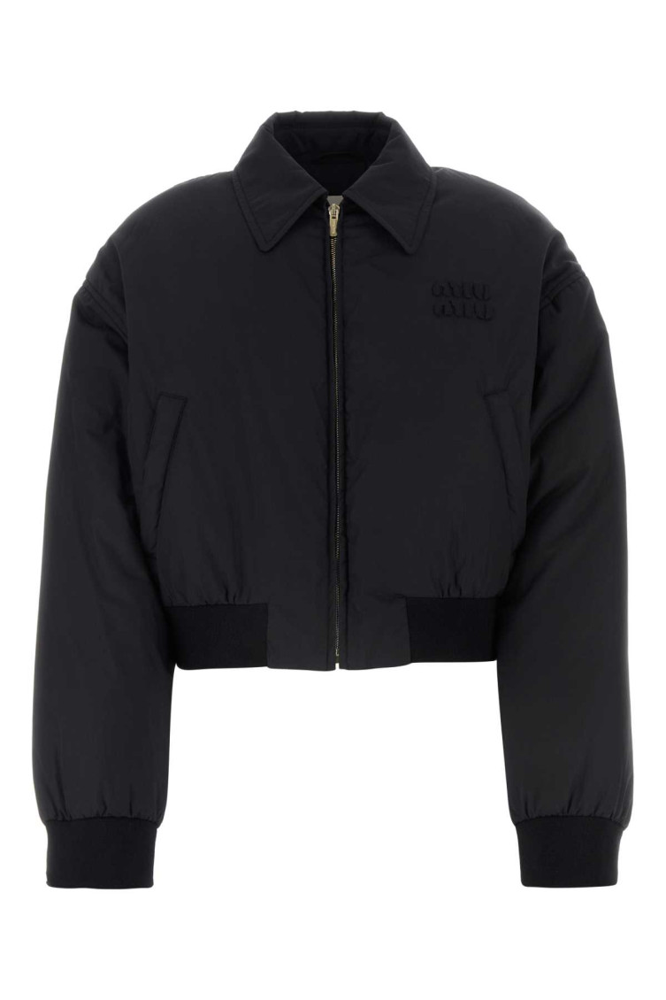 Miu Miu Technical Fabric Down Jacket In Black