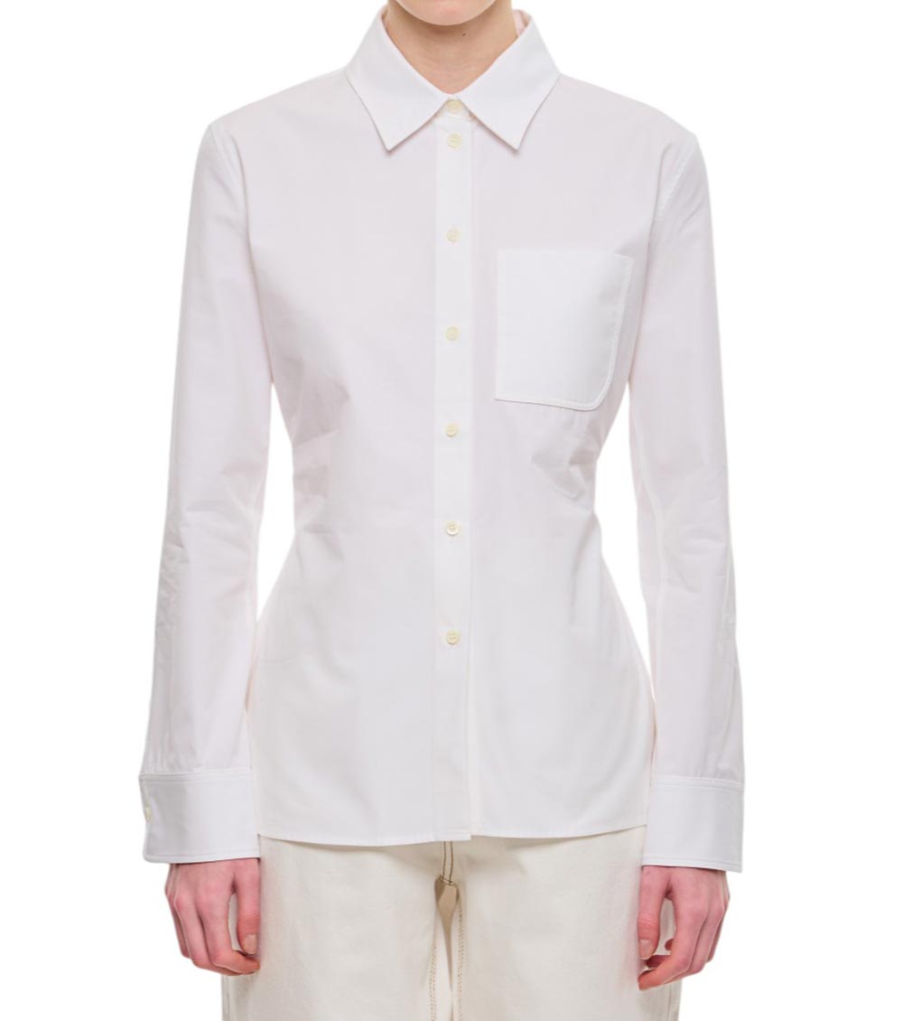 Jacquemus La Chemise Ruban Stretch Cotton Shirt In White