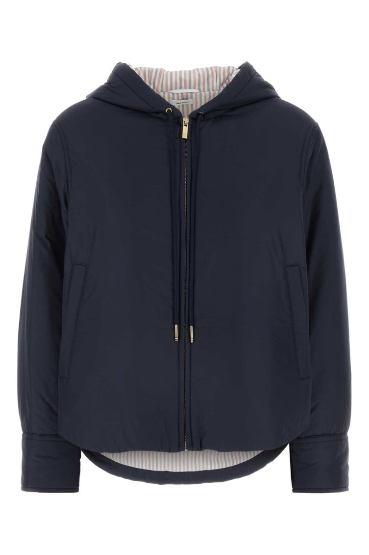 Thom Browne Navy Blue Polyester Down Jacket In Navy Blue