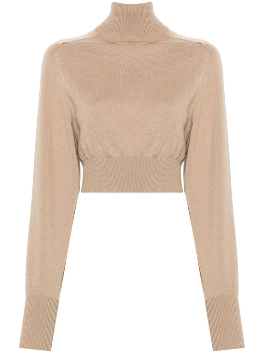 Sportmax Woman Turtleneck Beige Size L Virgin Wool In Beige