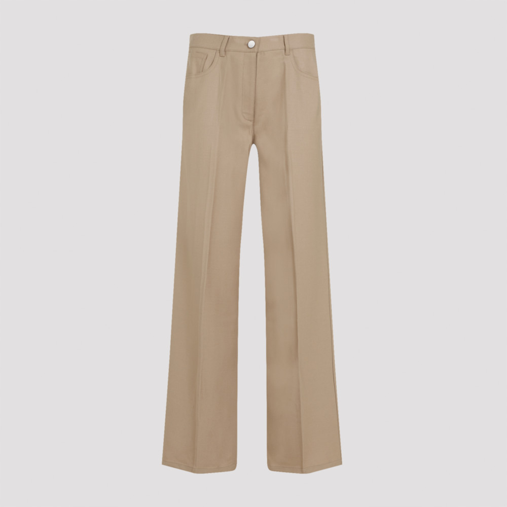 Theory Camel Brown Wool Pants In Bronze