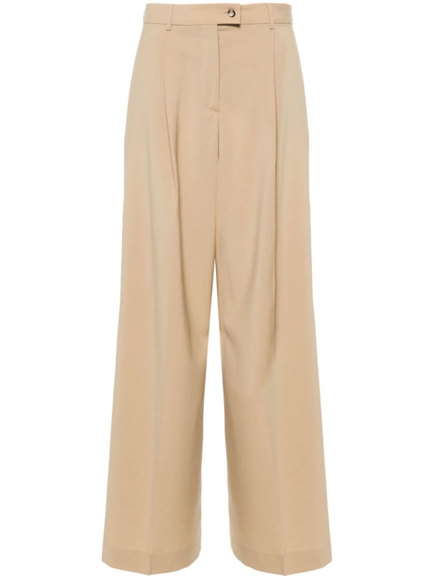 Sportmax Wool Wide-leg Pants In Beige