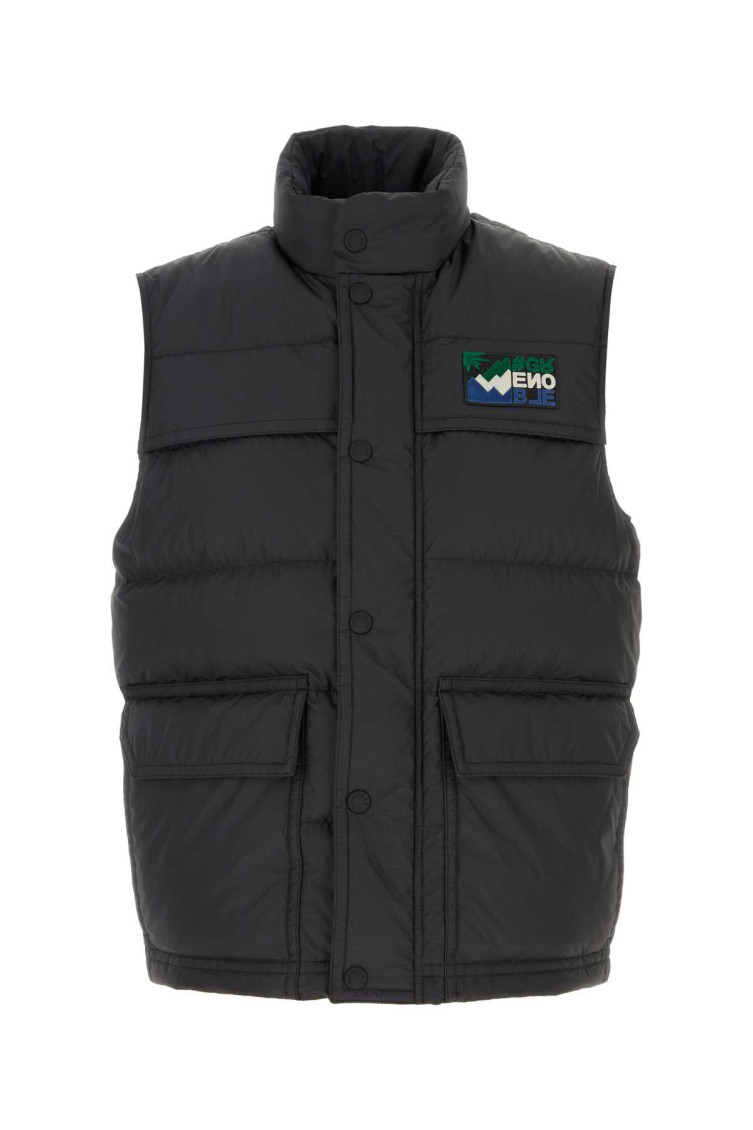 Shop Moncler Black Polyester Sleeveless Down Jacket