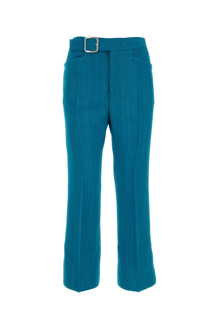 Jil Sander Petrol Blue Viscose Blend Pant In Blue