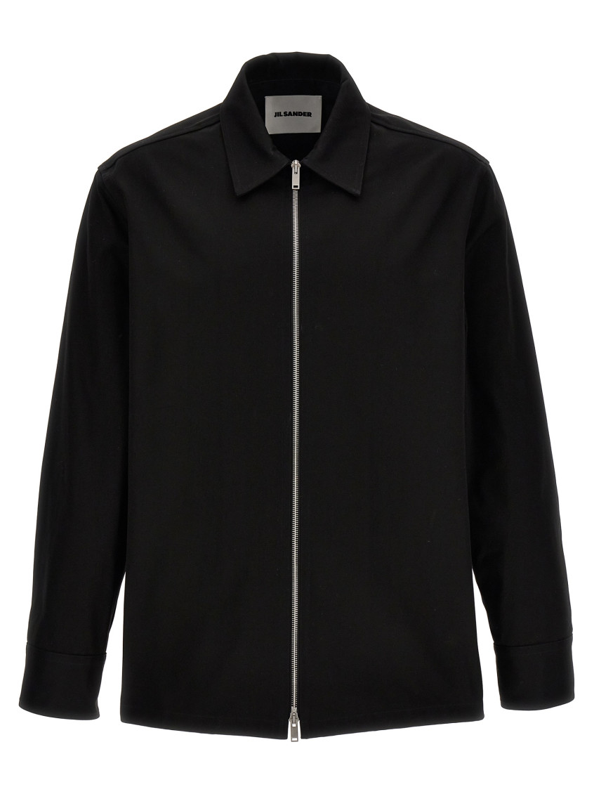 Jil Sander Black Wool Coat With Oversized Sleeves In Black