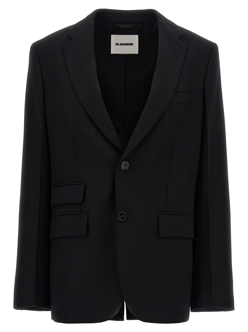 Jil Sander Single-breasted Blazer With Notch Lapel In Black
