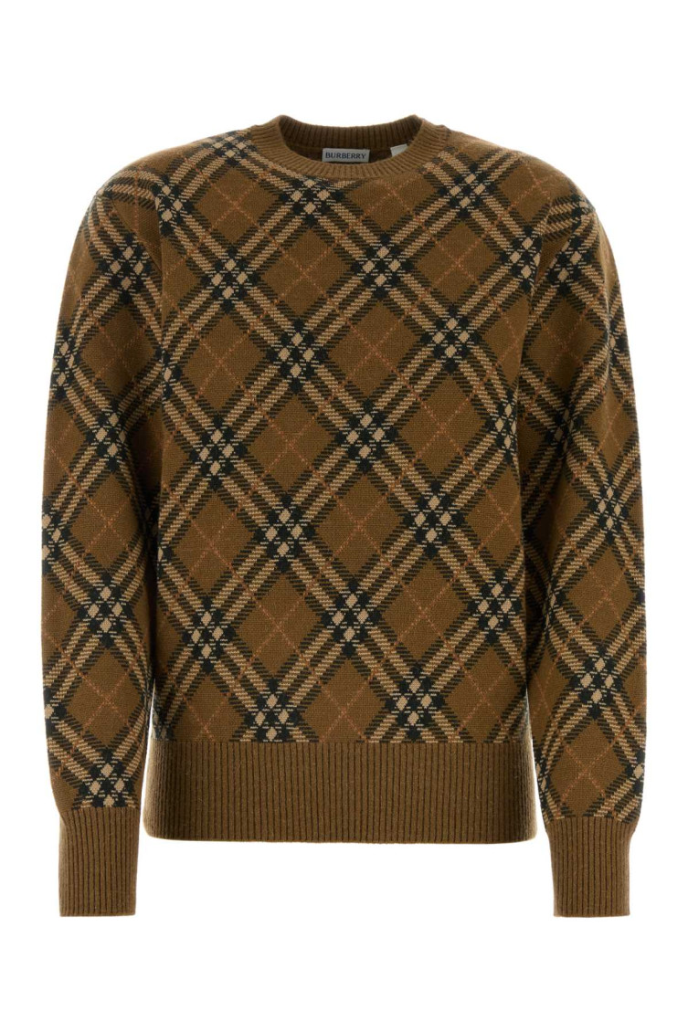 Burberry Brown Check Jumper In Wool And Mohair In Multicolor