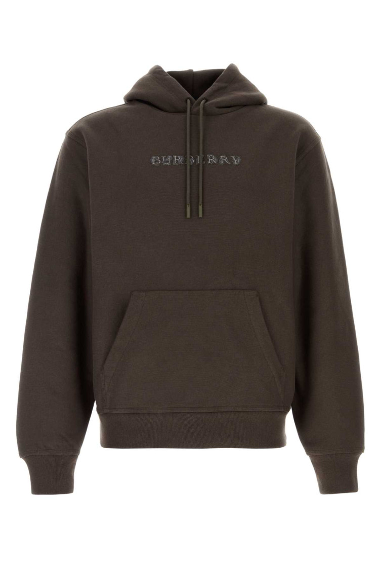 Burberry Hoodie Cotton Blend Drawstring In Brown