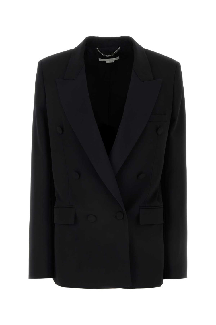 Stella Mccartney Double-breasted Stretch-wool Blazer In Black