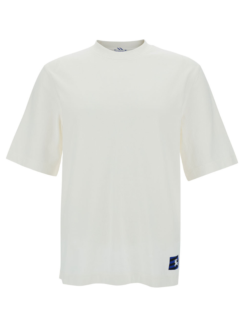 Burberry Cotton Crew Neck T-shirt With Logo Patch In White