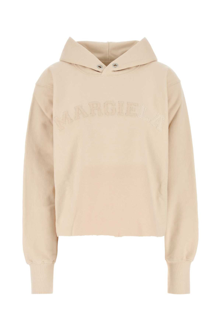 Maison Margiela Beige Embroidered Logo Sweatshirt In Yellow