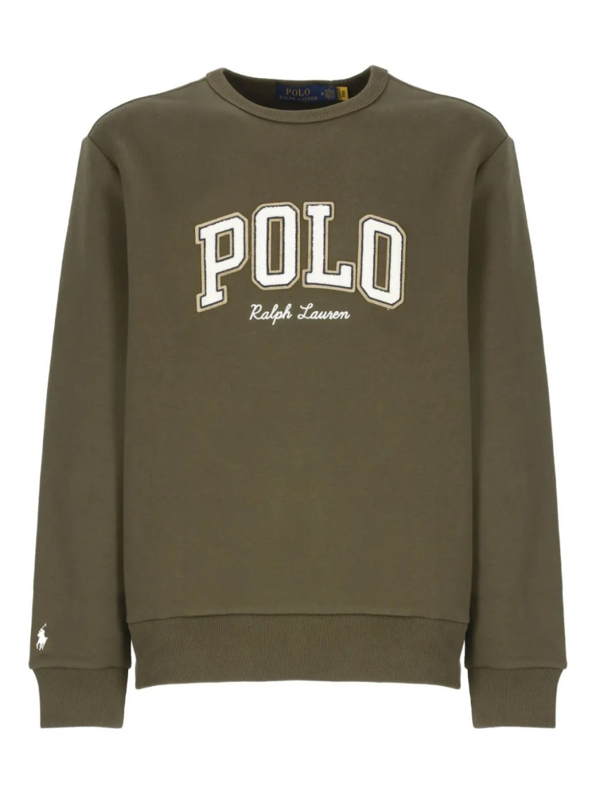 Ralph Lauren Olive Crewneck Embroidered Logo Sweatshirt In Green