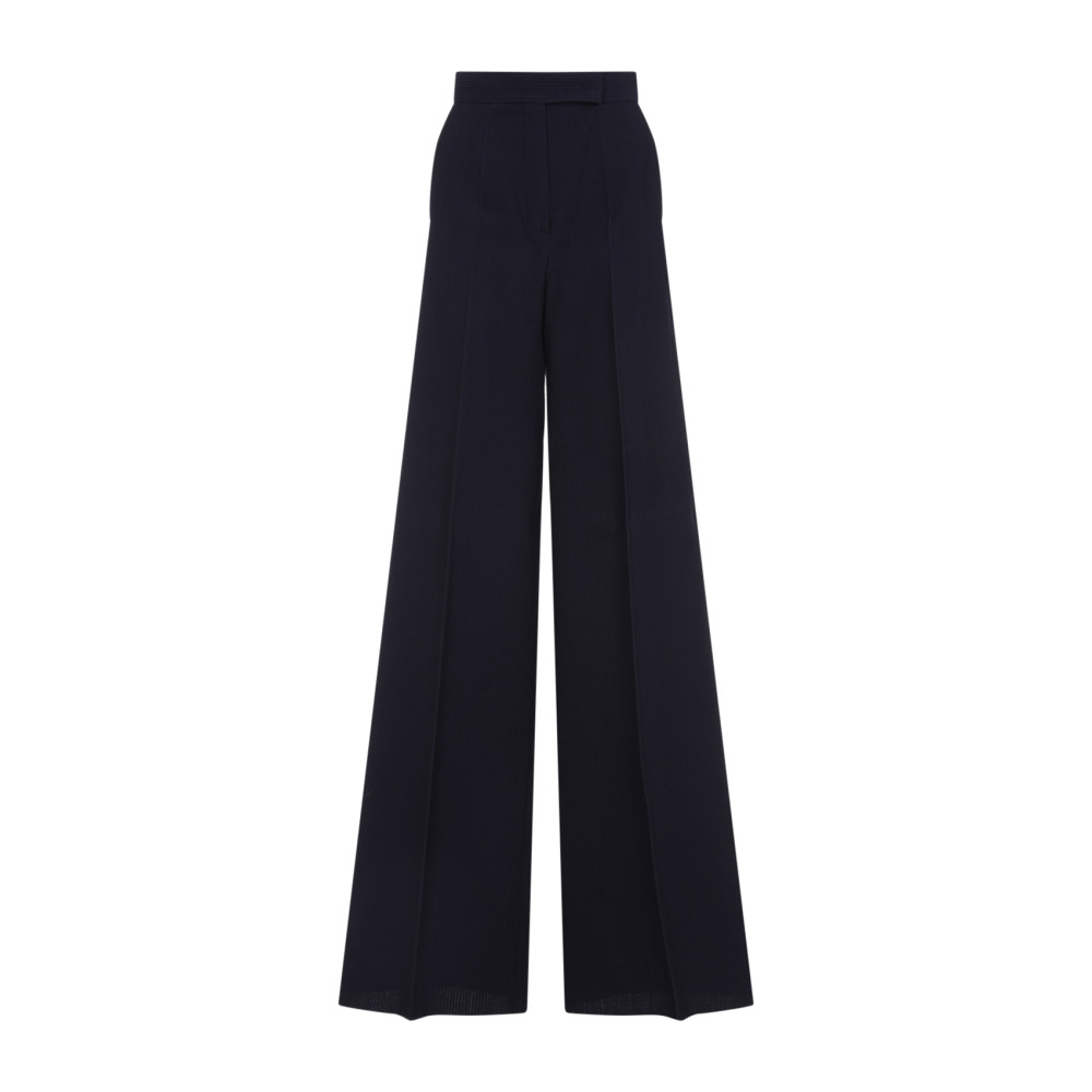 Max Mara Womens Ultramarine Osol Wide-leg Ribbed Stretch-wool Trousers In Navy Blue