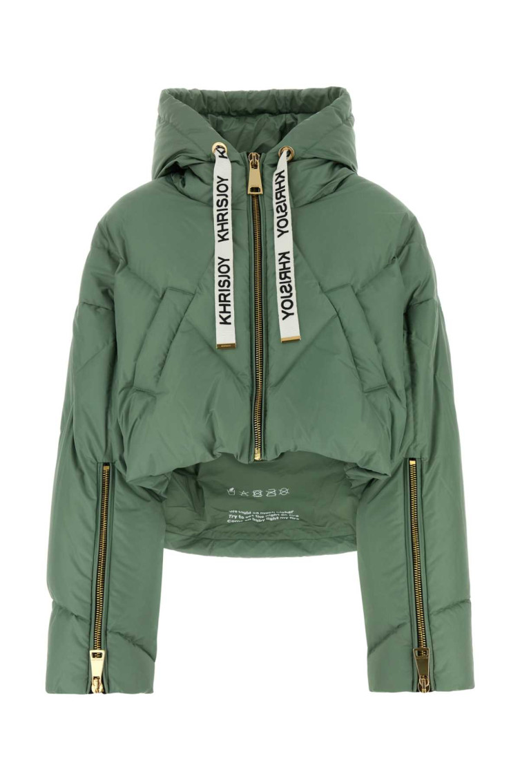 Khrisjoy Hooded Short Puffer Jacket Polyester In Green