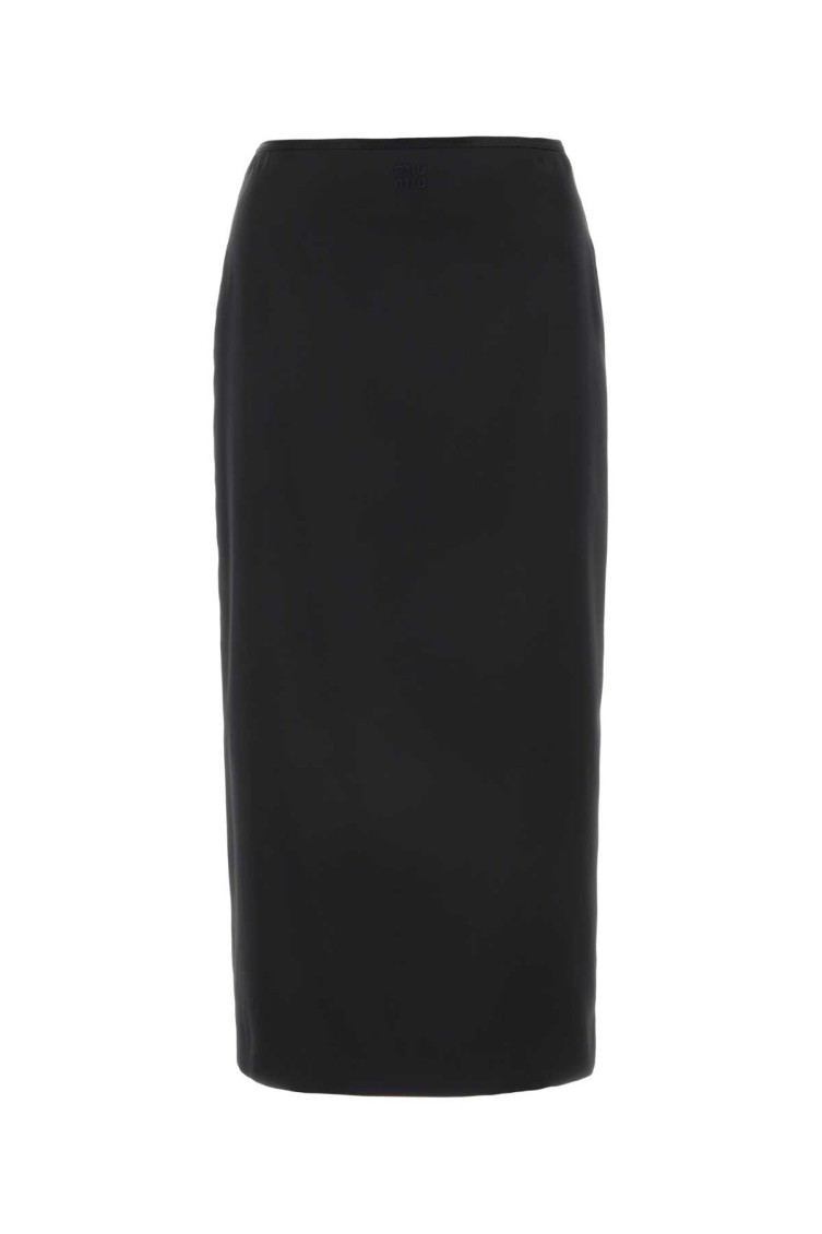 Miu Miu Women Black Stretch Silk Skirt In Black