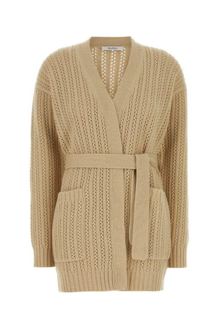 Shop Max Mara Beige Wool Blend Balzac Cardigan