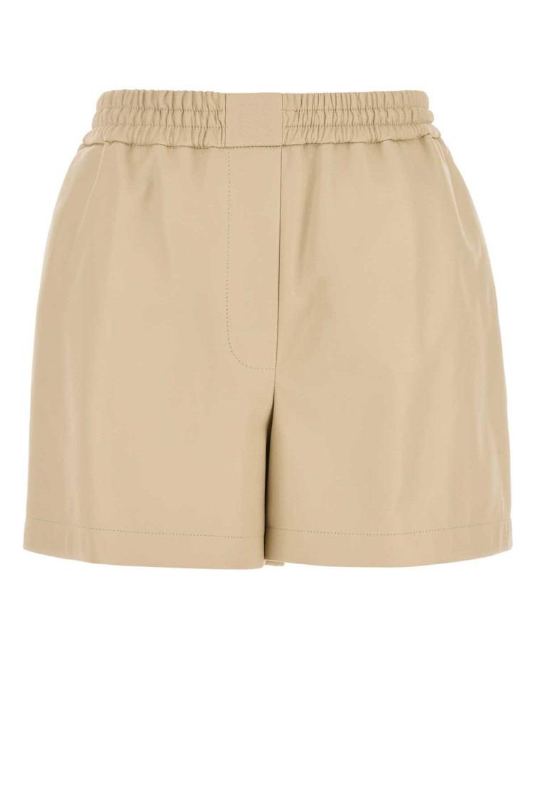 Loewe Shorts In Pelle Sabbia Donna In Beige