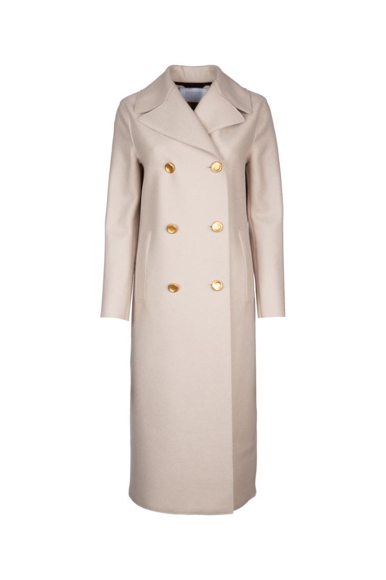 Harris Wharf London Women Double-breasted Military Coat With Back Vent In Off White
