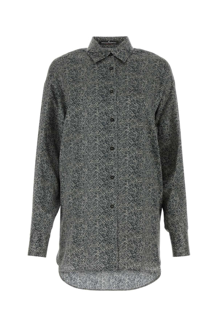 Ermanno Scervino Black Herringbone Silk Shirt In Black