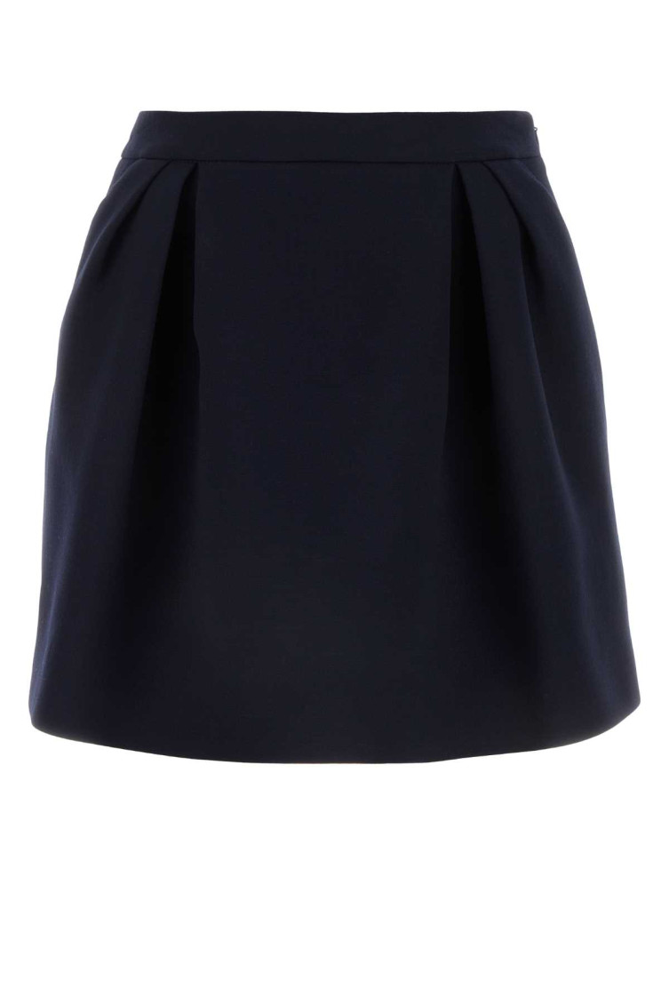 Alessandra Rich Pleated Mini Skirt In Navy Blue