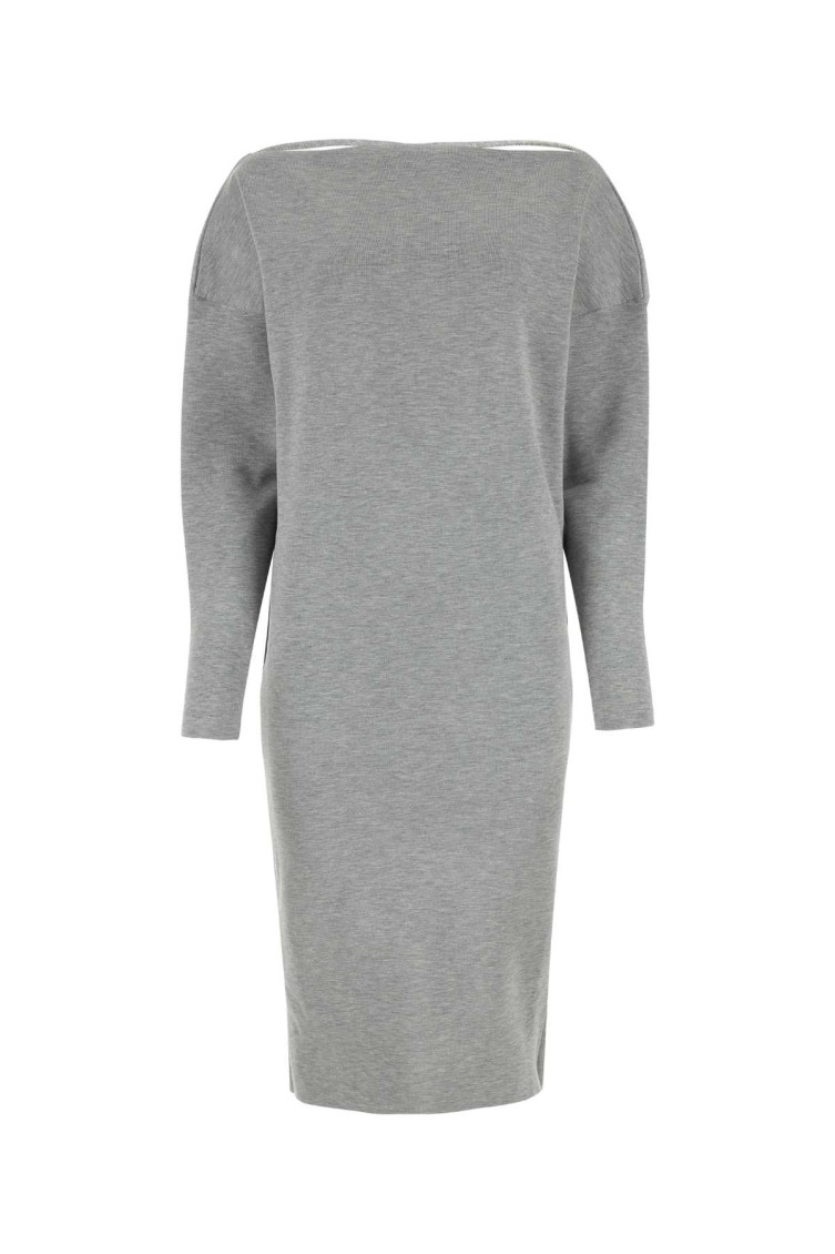 Gucci Grey Stretch Wool Blend Dress In Grey