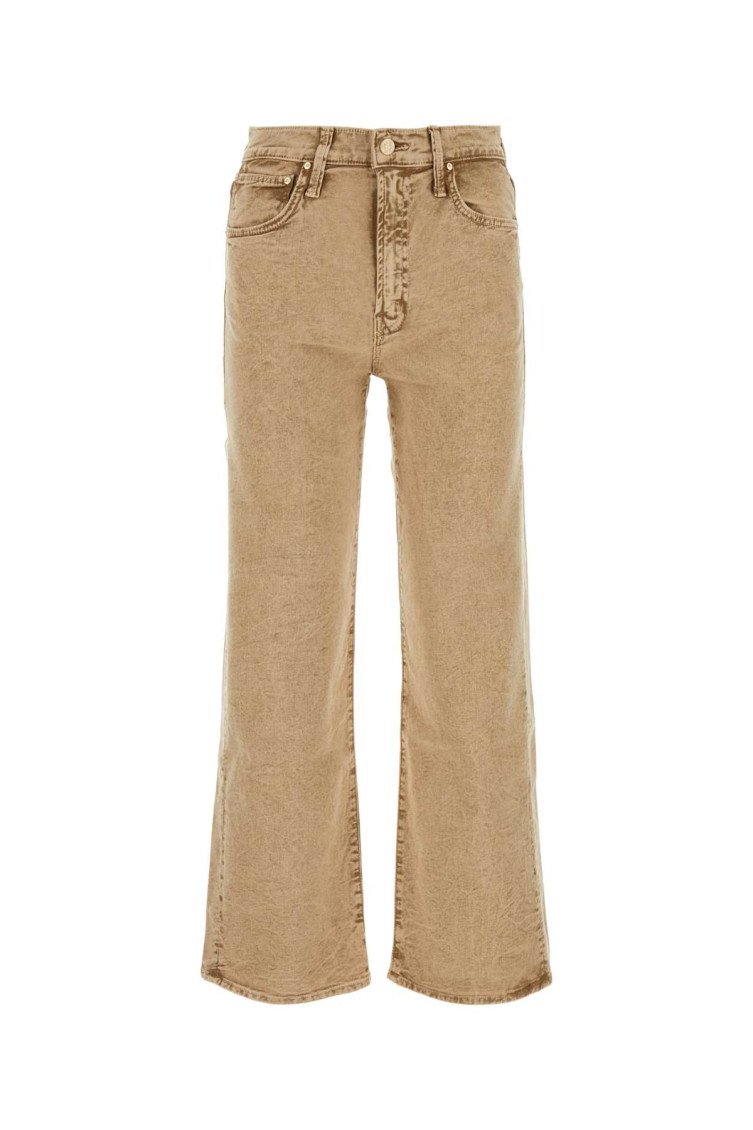 Mother Denim Cropped Jeans In Beige