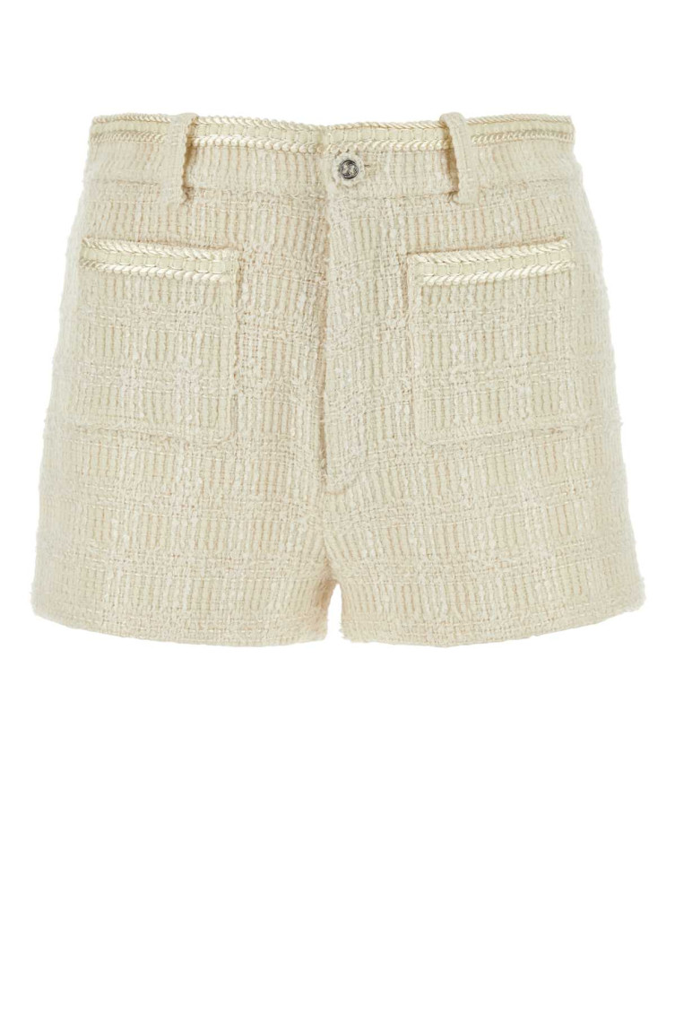 Gucci Textured Tweed Fabric Shorts With Belt Loops In White
