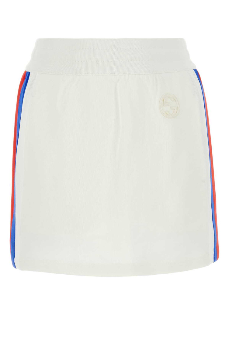 Gucci White Jersey Mini Skirt In White