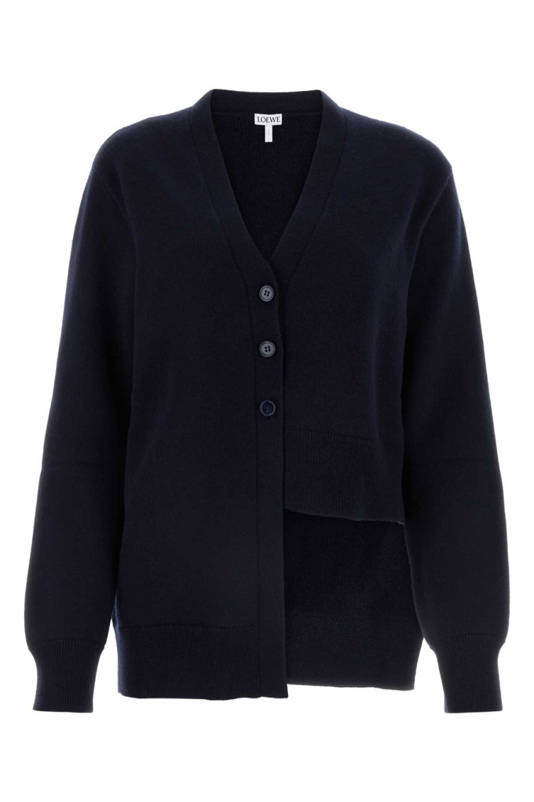Loewe Cashmere Cardigan With Asymmetric Hemline In Blue