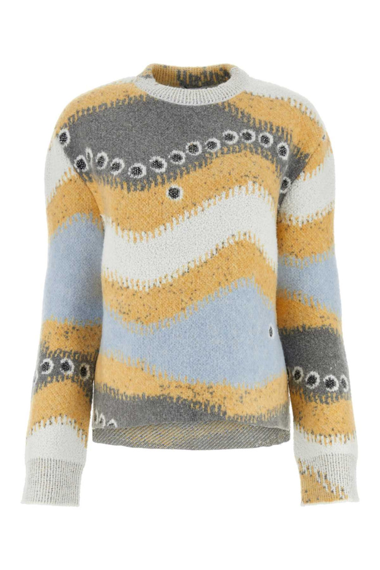 Loewe Womens Multicolor Stripe-pattern Crewneck Knitted Jumper In Multicolor