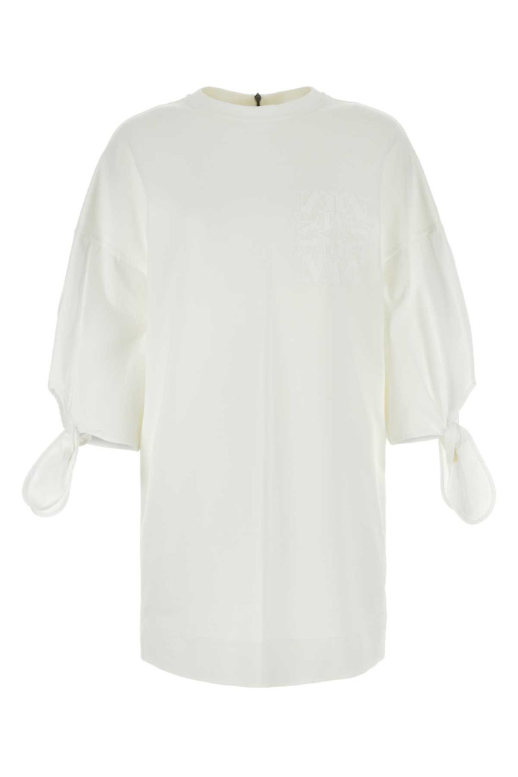 Max Mara Cotton Poplin Lace-up Mini Dress In White