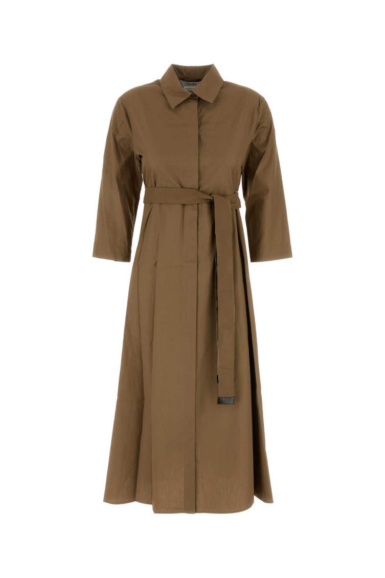 Max Mara Abito Chemisier Olimpia In Popeline Fango  Donna In Brown