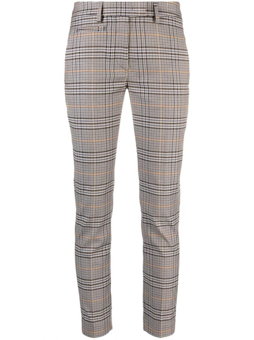 Dondup Prince Of Wales Check Cropped Trousers In Grey