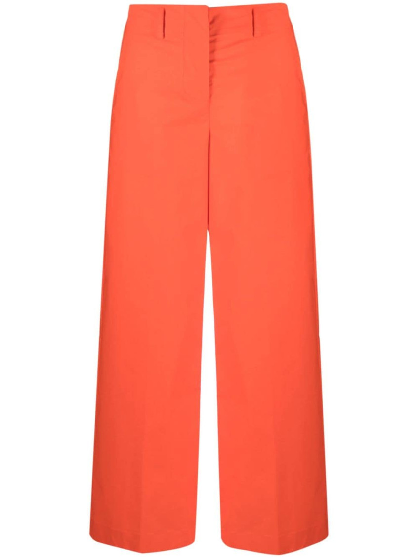 Erika Cavallini Semi-couture Orange Alba Cotton Trousers In Orange