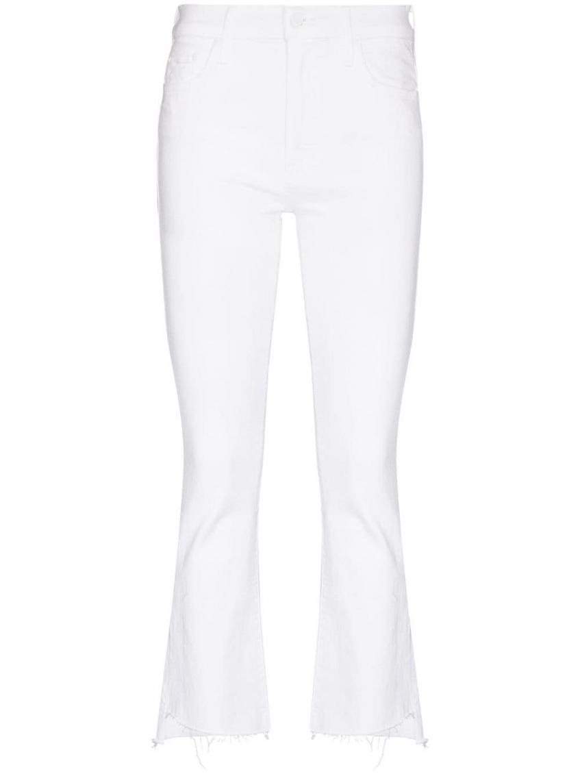 MOTHER WHITE CROPPED FLARED DENIM JEANS 