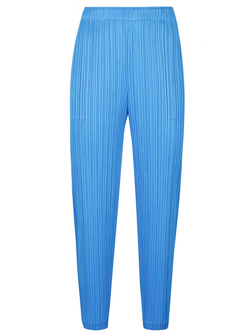 Pleats Please Sky Blue Pleated Cropped Trousers In Sky Blue