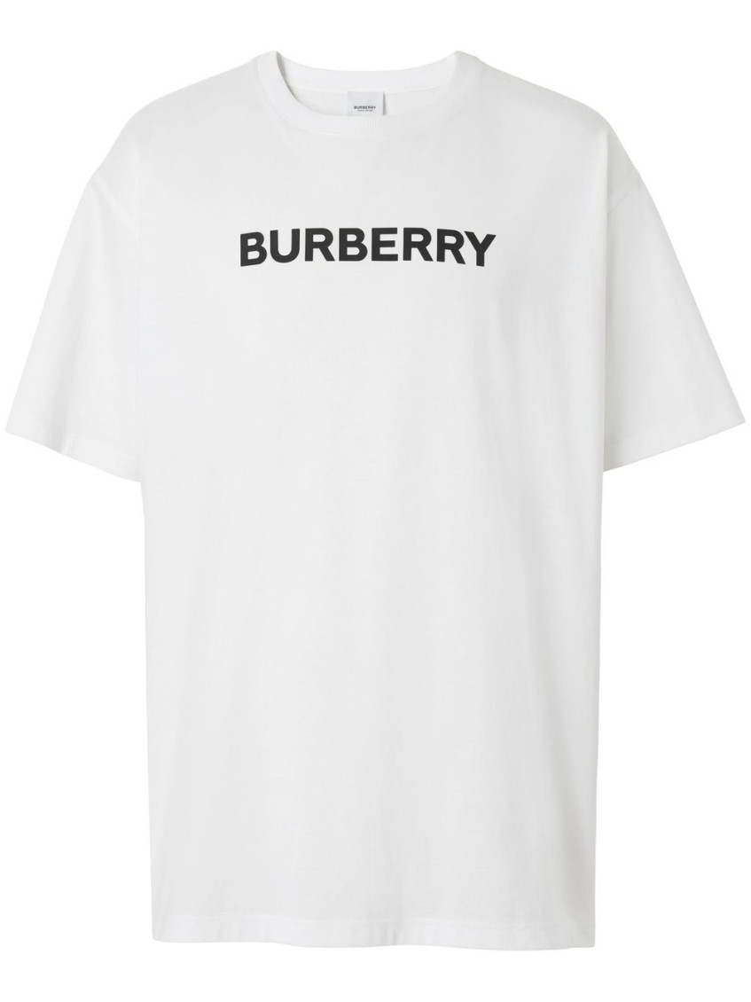 Shop Burberry White Logo Print T-shirt