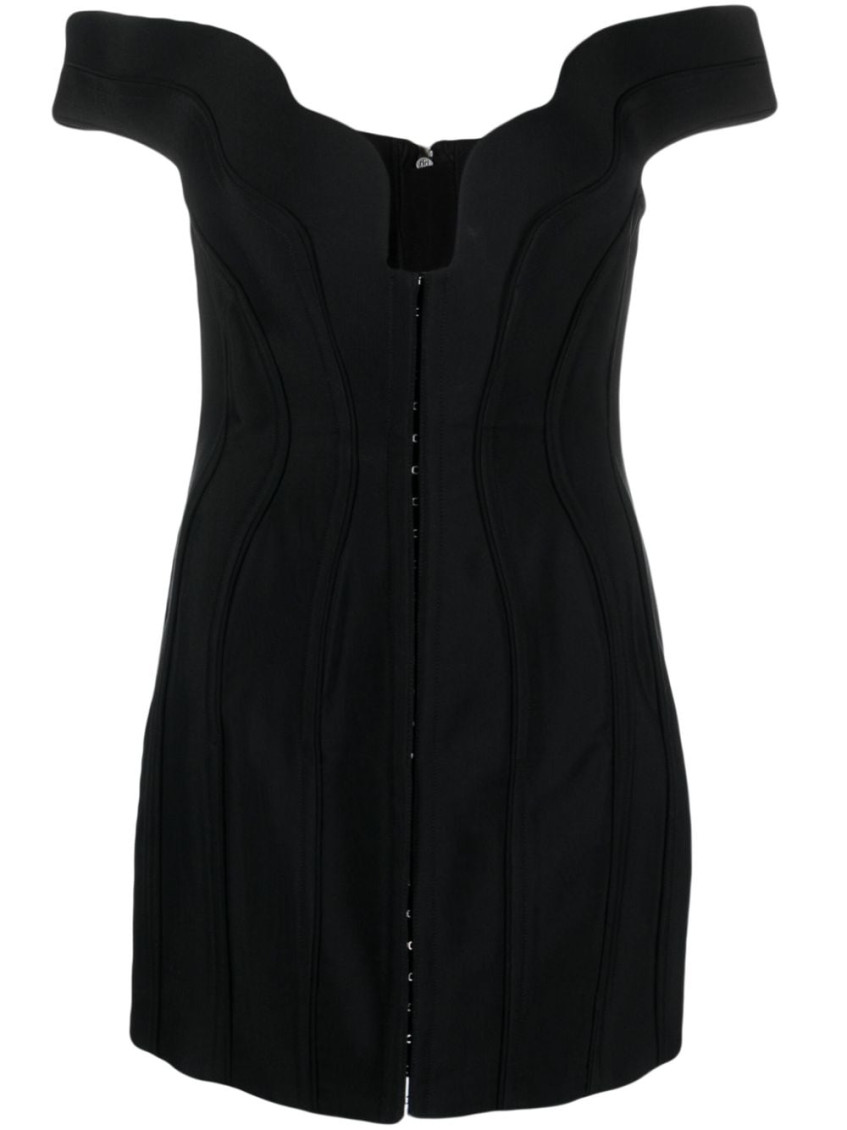 Shop Mugler Black Corset-style Mini Dress