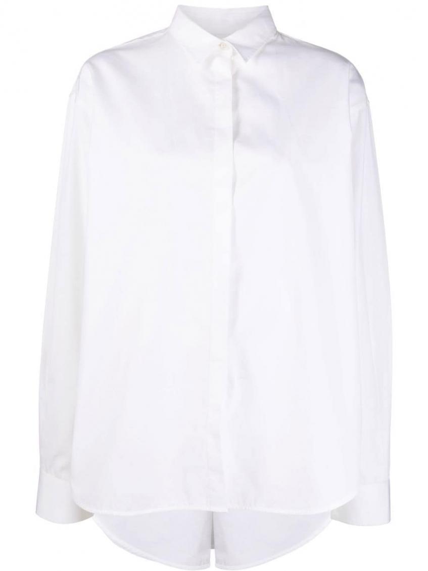 Totême Toteme Logo Embroidered Cotton Shirt In White