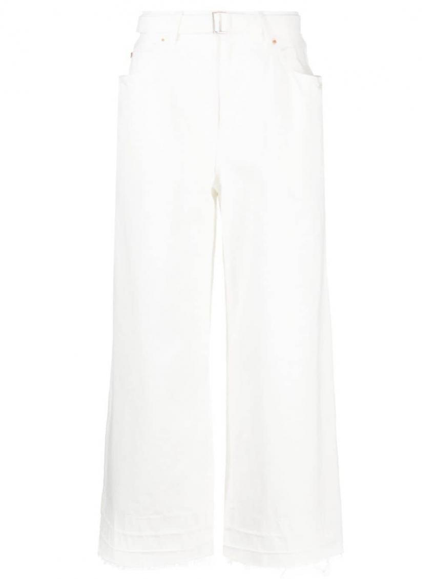 Sacai White Wide Leg Flared Jeans In White