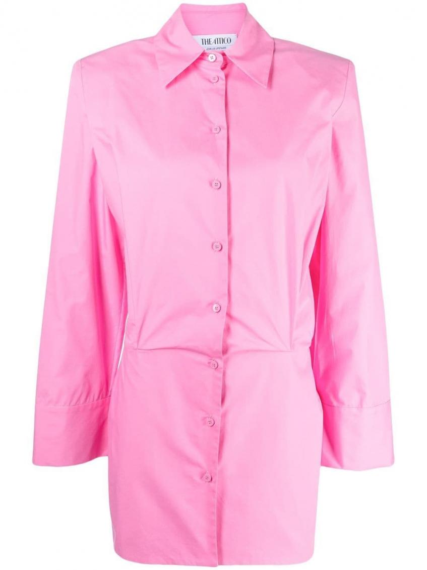 Attico Margot Mini Shirt Dress In Pink