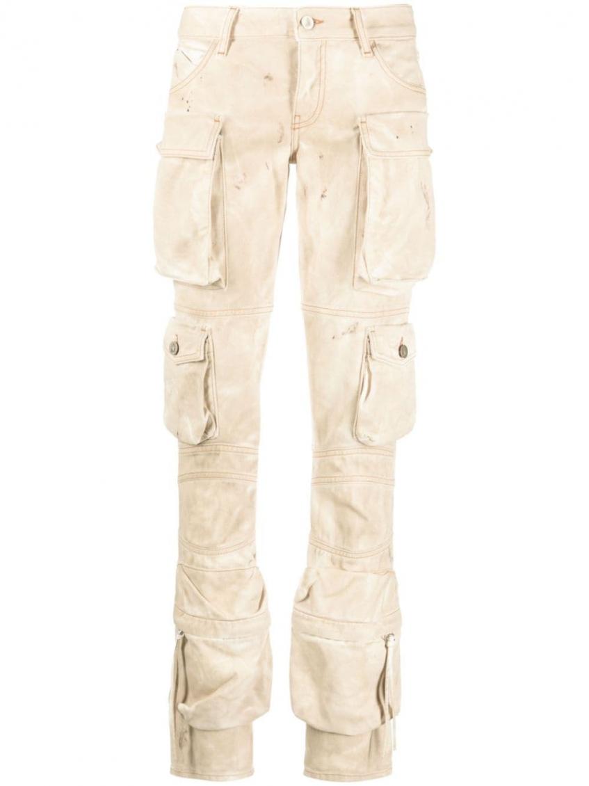 Shop Attico Beige Essie Cargo Denim Trousers