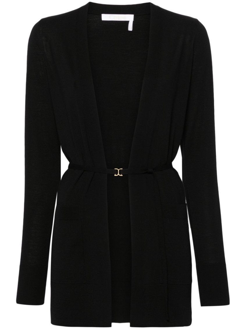 Shop Chloé Black Wool Cardigan