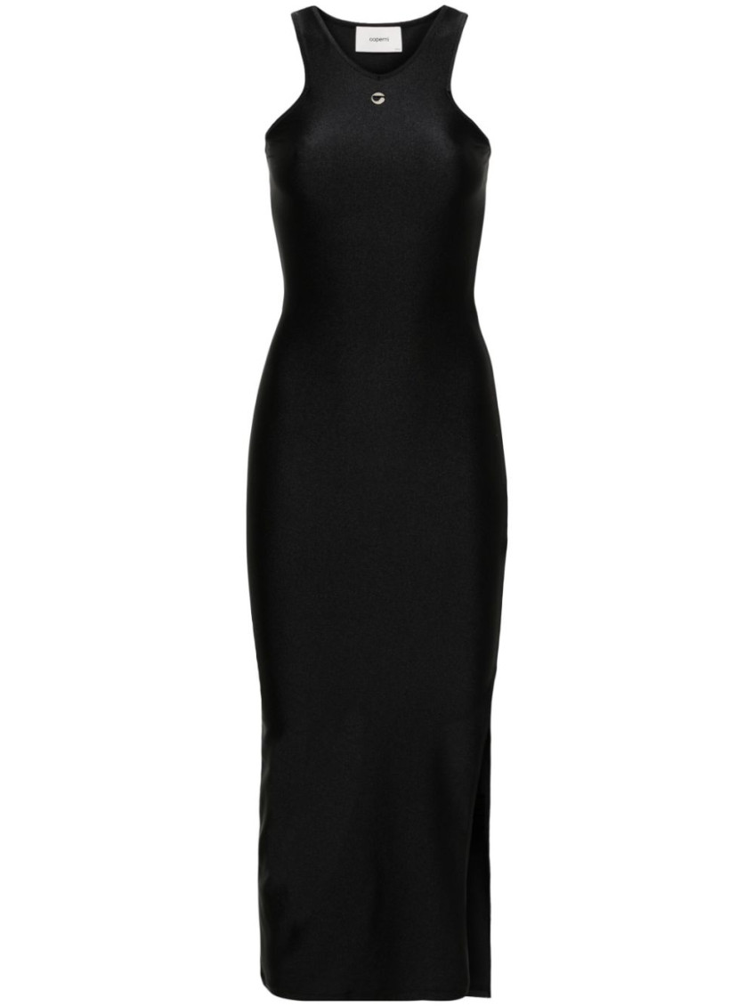 Coperni Embellished Satin-jersey Midi Dress In Black