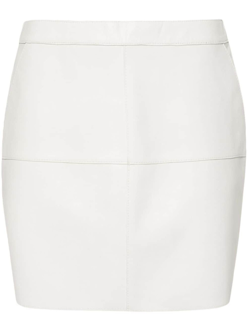 P.a.r.o.s.h Parosh Leather Mini Skirt In White
