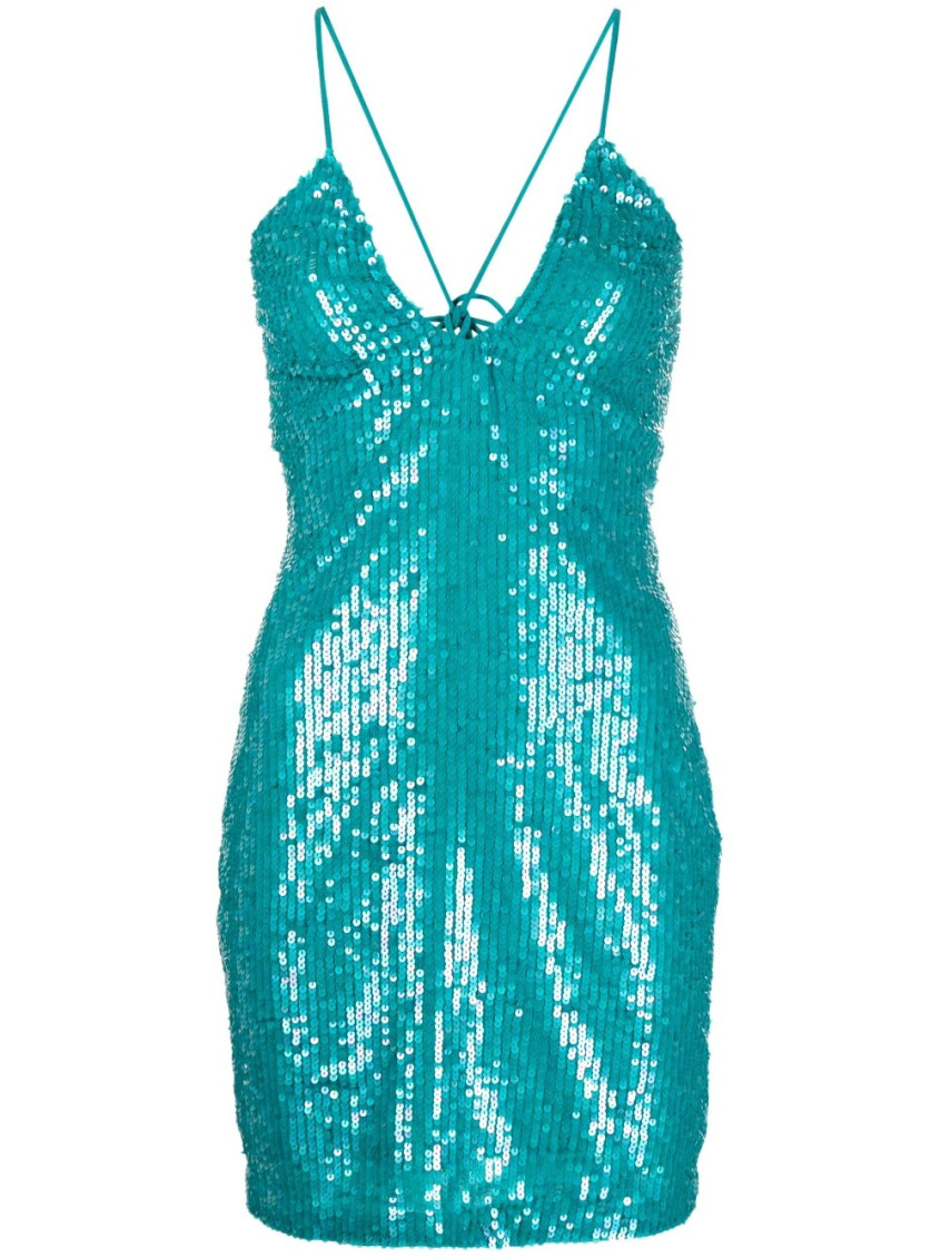 Shop P.a.r.o.s.h Sky Blue Sequined Mini Dress