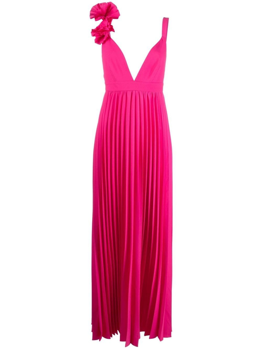 P.a.r.o.s.h Palmer Pleated Maxi Dress In Pink